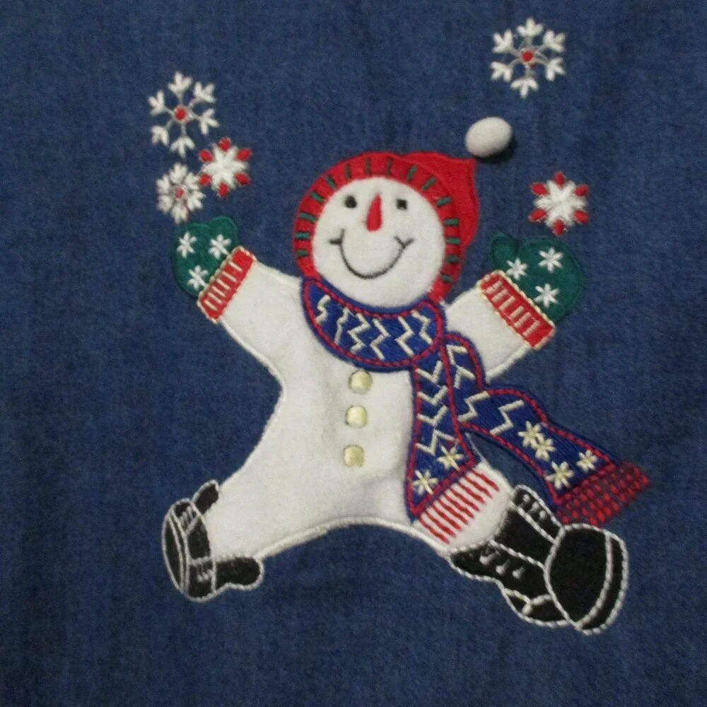 Tantrums Vintage top denim Christmas snowmen - Picture 10 of 11